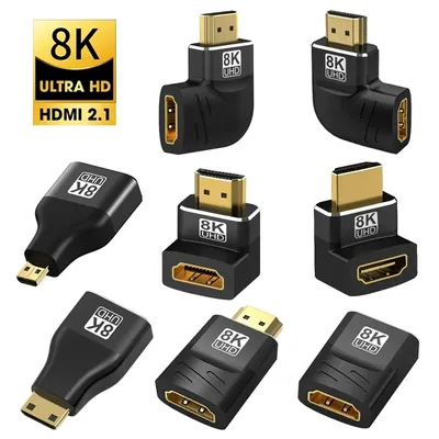 MIZIQIER 8K HDMI 2.1 Adapter 90 270 Degree Male to Female, 8k60Hz 4k120Hz,48Gbps,Compatible PS5/4, HDTV, Roku, TV Stick, PC