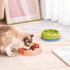 Cat Slow Feeder Bowl Portable Donut Shaped Pet Food Feeder Anti Choking Puzzle Cat Food Bowl