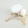 1pc Hand Held Mirror with Handle Makeup Hand Mirror with Hook Hole for Bathroom and Bedroom