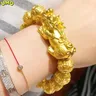 recommended Plated 100% Real Gold 24k 999 Pixiu Bracelet for Men and Women Fortune Transfer Obsidian
