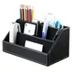 Home Office Wooden Struction Leather Multi-function Desk Stationery Organizer Storage Box