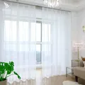 Yeahmart White/Cream/Grey Tulle Curtains for Living Room Decoration Modern Chiffon Solid Sheer Voile