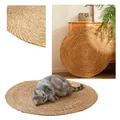 Pet Cat Litter Round Hand Woven Rattan Cat Puppy Nest Summer Cooling Pad Kitten Scratching Mat