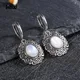 925 Sterling Silver Moonstone Drop Earrings for Women Oval Amethyst Charoite Earring Party Wedding