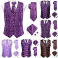 Lilac Lavender Purple Silk Mens Waistcoat Tie Set Sleeveless Jacket Suit Vest Necktie Hanky