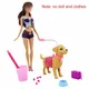 1 Set 1:6 Doll House Accessories Mini Plastic Dog + Pet Equipment Outdoor Combination for Barbie