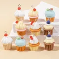 10pcs/Pack 3d Fruit Cake Resin Charms Ice Cream Blueberry Cherry Cupcake Pendant For Earring
