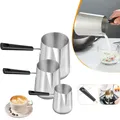 Long Handle Turkish Coffee Pot with Pouring Spout Stainless Steel Milk Butter Warmer Pot Stovetop