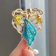 Vintage Creative Enamel Pearl Angel Brooches For Women Elegant Rhinestone Colorful Flower Brooch Pin