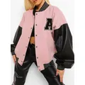 2023 Women Clothes Fashion Casual Patchwork Button Up Crop Bomber Varsity Jackets Coat Women Winter