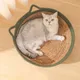 New Pet Cat Bed Circular Handwoven Vine Cat Bed Summer Cool Cat Basket Cotton Rope Cat Catch Basket