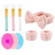 3Pcs Facial Headbands Wrist band with 3 Mask Brushes 3Mini Silicone Face Brushes Yoga Spa Bath