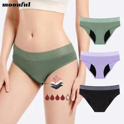 Period Underwear Cotton Menstrual Panties Woman Strong Absorption Underwear Menstrual Brief Leak Proof Menstruation Panties Girl