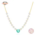 CANNER 925 Sterling Silver Love Pendant Clavicle Chain Zircon Necklace For Women 18K Gold Necklace