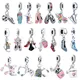 Disney New High Heels Skating Sneakers Headset Charm Bead Fit Original Pandora Bracelet DIY Pendant