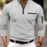 2023 new spring and autumn quick sell men's checker checkered stand collar POLO shirt arm zipper