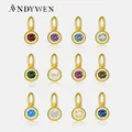 ANDYWEN 925 Sterling Silver 12 Months Birthstone Zircon CZ Pendant Charm For Necklace Bracelet DIY