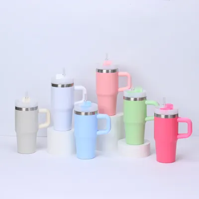 Mini 14oz Stainless Steel Tumbler Insulation Coffee Cup Water Bottle Mug With Straw In-Car Vacuum Flasks Mug For Holiday Gifts