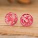 'Handmade Eco-Friendly Round Pink Recycled CD Stud Earrings'