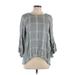LC Lauren Conrad Long Sleeve Blouse: Gray Checkered/Gingham Tops - Women's Size Large