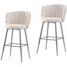 Lot de 2 tabourets de bar NYMPHEA chrome doudou bouclé