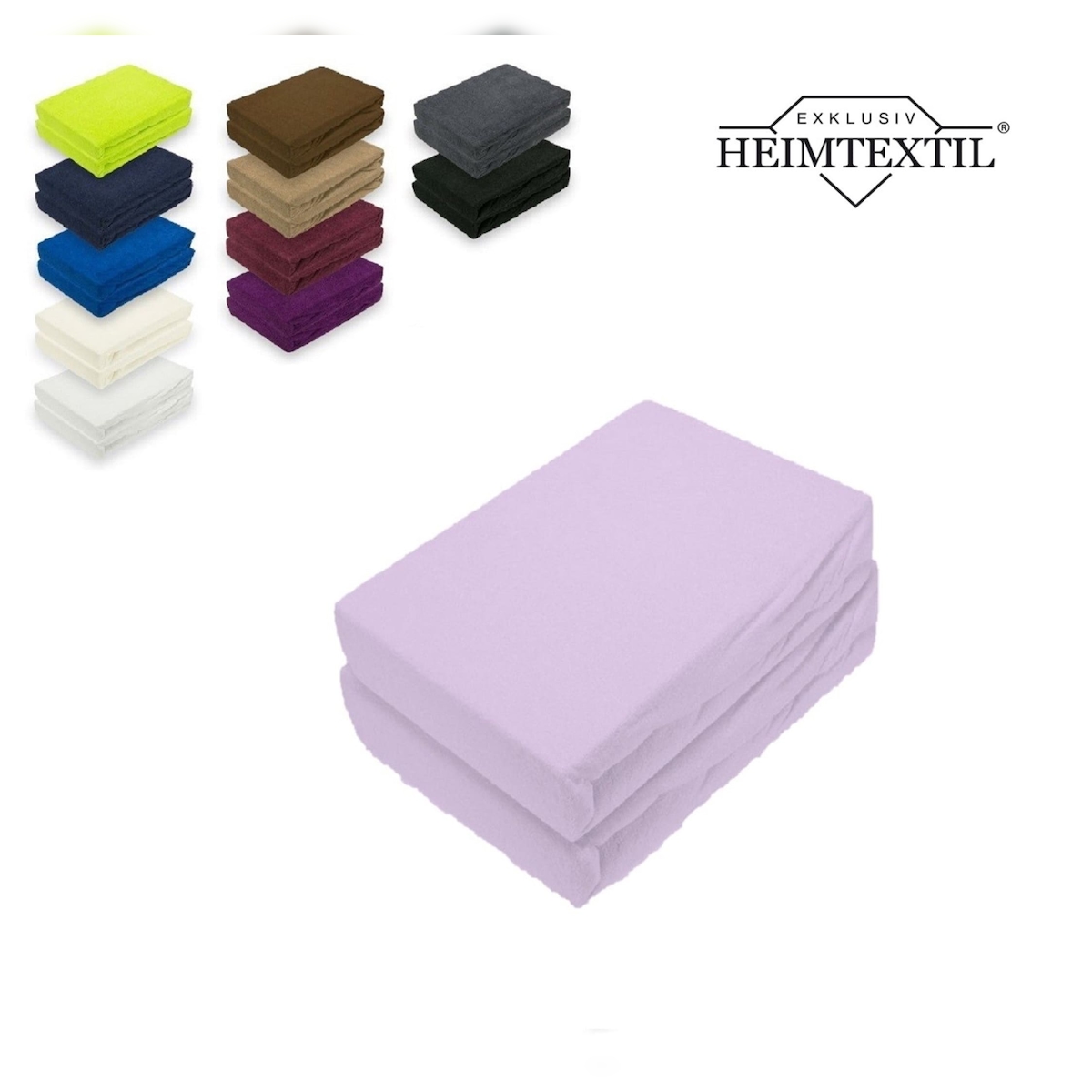 EXKLUSIV HEIMTEXTIL Doppelpack Frottee Spannbettlaken Premium Flieder 180 - 200 x 200 cm Image