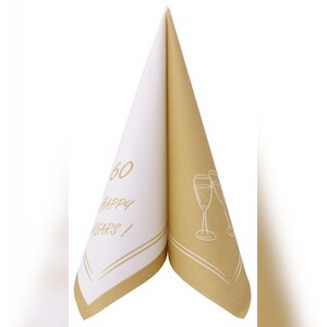 Airlaid Serviette Happy Years 60 Jahre in Gold, 40 x 40 cm, 50 Stück - APARTina Image