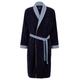 Navy cotton-velvet dressing gown with embroidered logo
