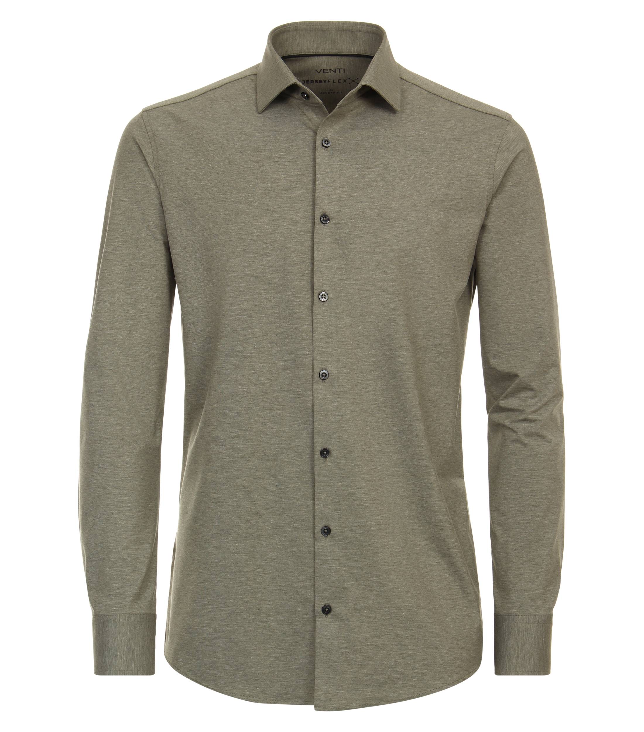 Businesshemd VENTI "VENTI Businesshemd uni", Herren, Gr. 45, Normalgrößen, grün (olive), 89% Baumwolle, 11% Elasthan, unifarben, schmal, Hemden