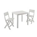 Dmora Outdoor-Lounge-Set Ortisei, Gartenset mit 1 rechteckigen Tisch und 2 Klappstühlen, Pic Nic Indoor- und Outdoor-Set, 100 % Made in Italy, Weiß