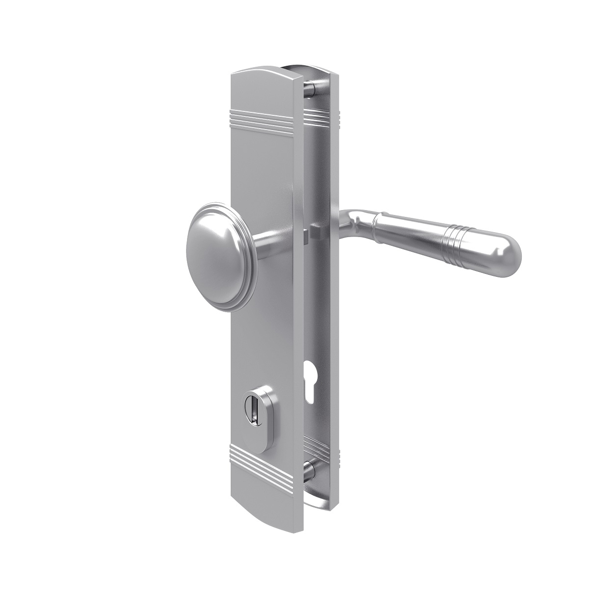 MS Beschläge Kernziehschutz Sicherheitsbeschlag PZ Schutzbeschlag Knopf / Drücker DIN 8/72 Image