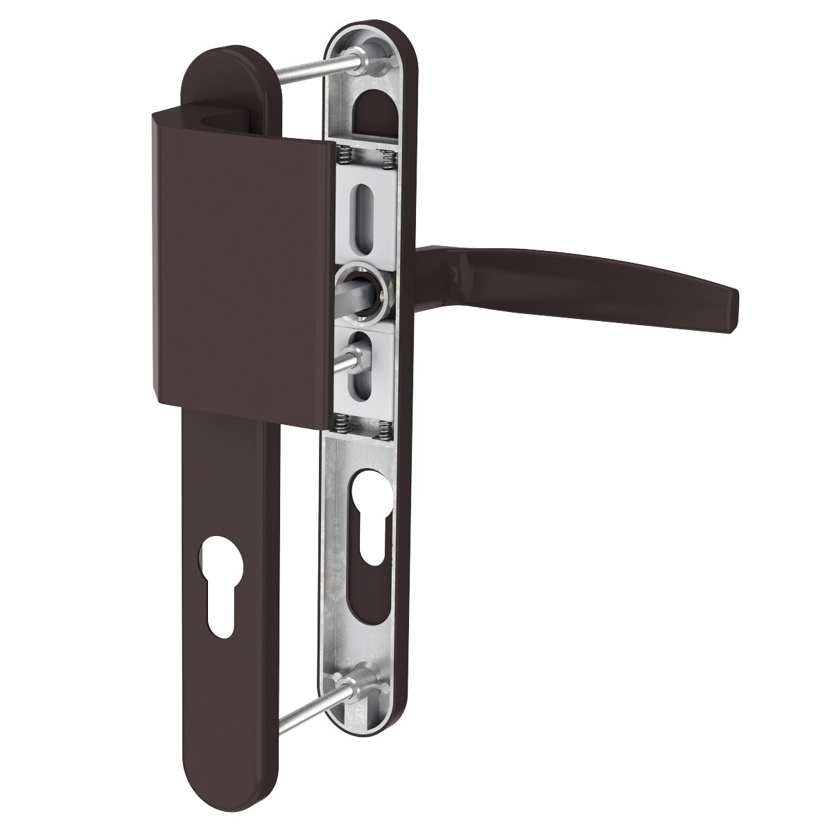 MS Beschläge 72mm Schmalrahmengarnitur Braun Türbeschlag PZ Stossgriff/Drücker TS 71-86mm Image