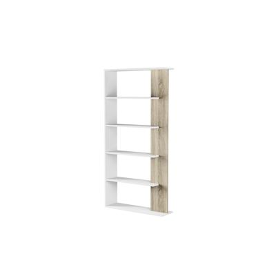 Dmora Bücherregal Columbia, Doppelseitiges Bücherregal mit 5 Böden, Büro- oder Schlafzimmertrennregal, 90x25h180 cm, Wei