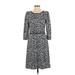 Talbots Casual Dress - A-Line: Gray Leopard Print Dresses - New - Women's Size 4 Petite