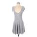 Kimchi Blue Casual Dress - Mini V-Neck Short sleeves: Gray Dresses - Women's Size X-Small