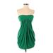 BCBGMAXAZRIA Cocktail Dress - Mini Sweetheart Strapless: Green Solid Dresses - Women's Size X-Small