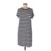 Abercrombie & Fitch Casual Dress - Shift Crew Neck Short sleeves: Blue Stripes Dresses - Women's Size Large