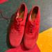 Anthropologie Shoes | Anthropologie Red Corduroy Lace-Up Flats Sz37 | Color: Red | Size: 37