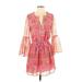 Juicy Couture Casual Dress - Mini V Neck 3/4 sleeves: Pink Dresses - Women's Size X-Small