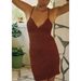 Anthropologie Dresses | Anthropologie The Ellen Mini Dress Brown Ruched Smocked Bodycon Size Large | Color: Brown | Size: L