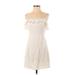 Aqua Casual Dress - A-Line Square Short sleeves: Ivory Solid Dresses - New - Women's Size Small