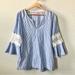 Lilly Pulitzer Tops | Lilly Pulitzer Amelia Island Flounce Sleeve Tunic Size Medium Top Blue Stripe | Color: Blue/White | Size: M