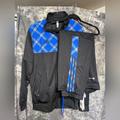 Adidas Jackets & Coats | New With Tags Adidas Blue Plaid Running Suit | Color: Black/Blue | Size: L