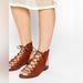 Free People Shoes | Free People ‘Edgewater’ Cognac Leather Lace Up Gladiator Sandals, Size 38 | Color: Brown | Size: 38eu