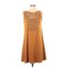 Xhilaration Casual Dress - A-Line Crew Neck Sleeveless: Brown Print Dresses - Women's Size Small