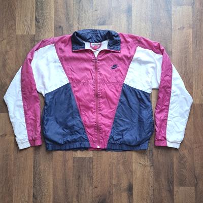 Nike Jackets & Coats | 90's Nike Windbreaker Track Suit Jacket Men's Size Medium Fuchsia Navy White Euc | Color: Blue/Pink | Size: M