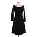 Theory Casual Dress - A-Line Boatneck 3/4 sleeves: Black Print Dresses - Women's Size 10