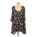 Denim & Supply Ralph Lauren Casual Dress - A-Line Scoop Neck 3/4 sleeves: Black Print Dresses - Women's Size Small