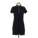 Tommy Hilfiger Casual Dress - Shirtdress High Neck Short sleeves: Blue Print Dresses - Women's Size Medium