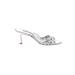 Manolo Blahnik Mule/Clog: Slip-on Stilleto Cocktail Silver Shoes - Women's Size 41 - Open Toe